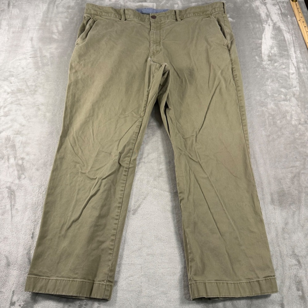 LL Bean Mens Chino Pants Olive Green Khaki Stretch Cotton Straight Leg 42x28